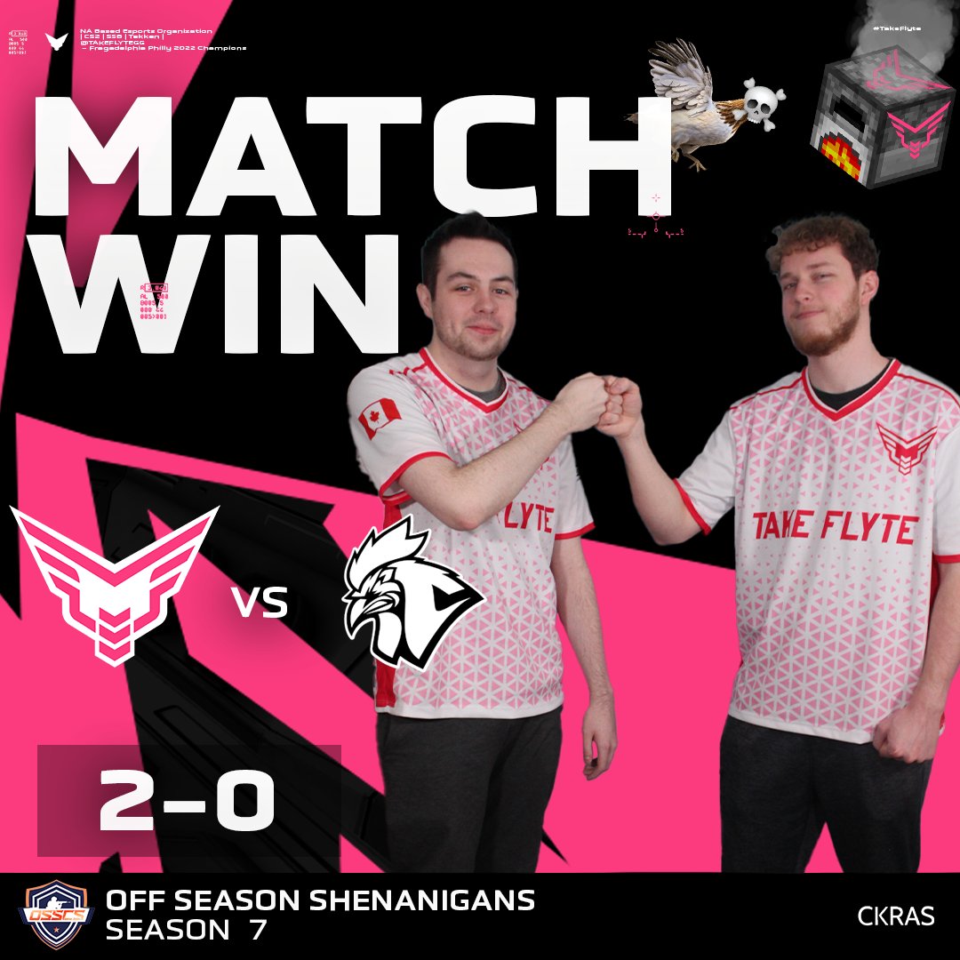 Chickens aren't making it back to the coop tonight 😈 

GGWP to <a href="/ChickenCoopGG/">Chicken Coop Esports</a>, we take the series 2-0 and advance to quarter-finals for <a href="/OSSCSLeague/">OSSCS</a> Season 7 Playoffs!

#TakeFlyte ✈️