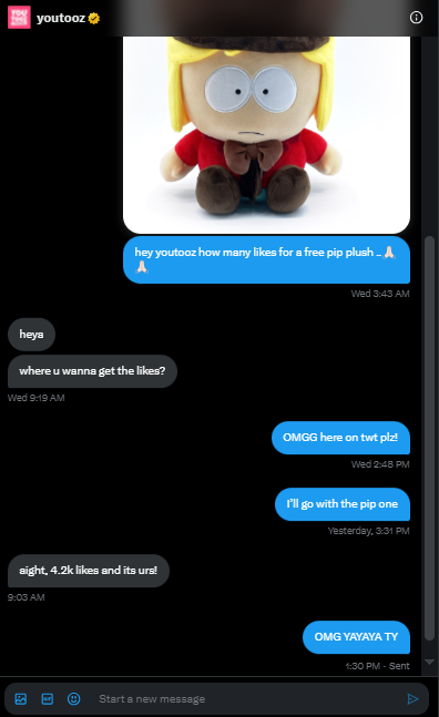 EVERYONE LIKE THIS POST PLEASE IM BEGGING UUU YOUTOOZ SAID I CAN GET A FREE PIP PLUSH FOR 4.2K LIKES PLZ PLZ PLZ ILL DRAW WHAETEVR U WANT IF U DO !!!!