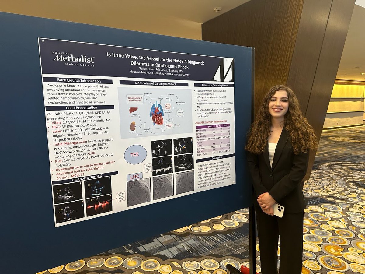 mderdem3's tweet image. Excited about SHOCK, #MCS , and hemodynamics ⁉️ @HoustonShockHSS is the right place to go. Thank you for organizing this @JumeanMarwan @UTHealthHouston. Plus, this time got to present my case as a cardiology fellow 🙏😎 Thanks to great support @DeBakeyCVedu