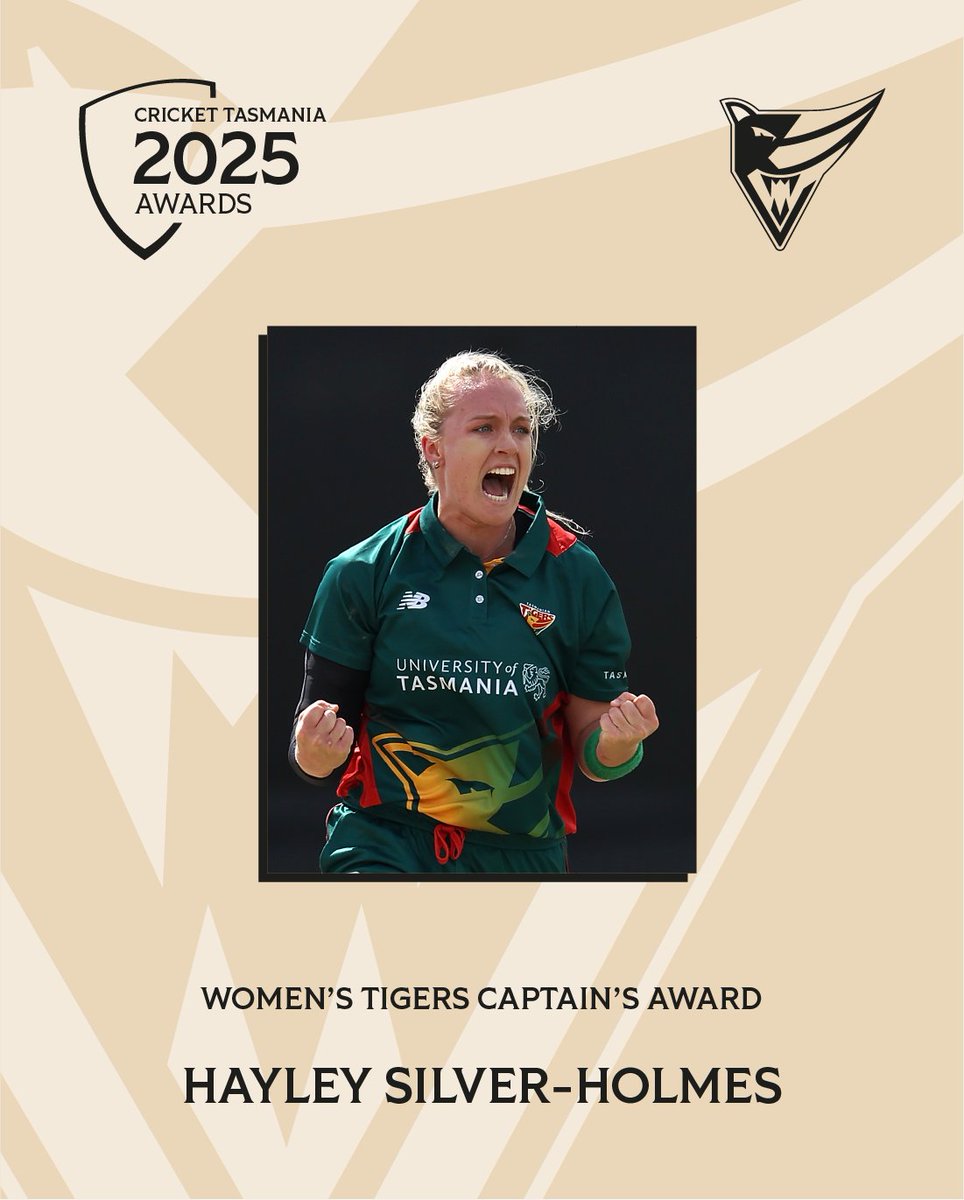 Tasmanian Tigers captain Elyse Villani presents Hayley Silver-Holmes with the 2025 - 26 Women's Tigers Captain's Award!