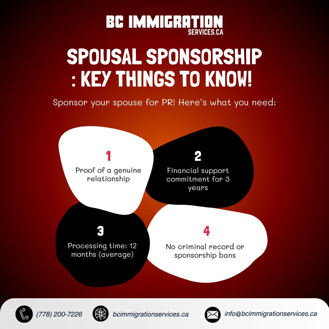ImmigrationBc's tweet photo. Sponsor your spouse for PR in Canada! ✅ You’ll need proof of a genuine relationship, financial commitment, and a clean record. For expert help, contact BC Immigration Services today!

📞 (778) 200-7226
📲 https://t.co/LVDJSiz9UM

#SpousalSponsorship #CanadaPR #ImmigrationCanada https://t.co/NerrAsmiCs