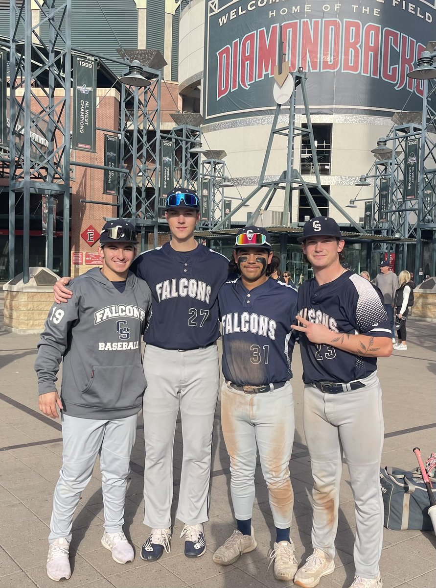 Zinger Prospects (@zingerprospects) on Twitter photo <a href="/FalconsCSHS/">Cactus Shadows High School Falcons Baseball</a> win today at Chase Field. 4-2 over Coconino to go to 16-1-1 on the year.
The Zinger boys are killing it this year:
<a href="/EvanHanish/">Evan Hanish</a>
.472 / 5💣/ 20🥩
<a href="/Dominic_Zic12/">Dominic Ziccarelli</a>
.413 / 4💣 / 24🥩
<a href="/KeyenMarquez27/">Keyen Marquez</a>
.484 / 1💣 / 15🥩
Jeremy Larson
4-0 / 21.2 IP / 29Ks <a href="/FalconsCSHS/">Cactus Shadows High School Falcons Baseball</a> win today at Chase Field. 4-2 over Coconino to go to 16-1-1 on the year.
The Zinger boys are killing it this year:
<a href="/EvanHanish/">Evan Hanish</a>
.472 / 5💣/ 20🥩
<a href="/Dominic_Zic12/">Dominic Ziccarelli</a>
.413 / 4💣 / 24🥩
<a href="/KeyenMarquez27/">Keyen Marquez</a>
.484 / 1💣 / 15🥩
Jeremy Larson
4-0 / 21.2 IP / 29Ks