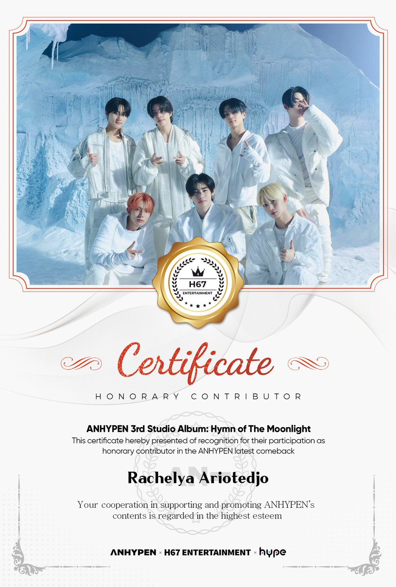 ㅤㅤ
Good morning, Miss <a href="/shoignes/">Rachelya Ariotedjo</a>
 
We'd like to send a package that you bought from ANHYPEN Shop.

Package details:
- Hymn of The Moonlight Album
- A certificate honorary contributor

Thank you for shopping!

*𝘕𝘰𝘵𝘦: We send the package through dm.
ㅤㅤ