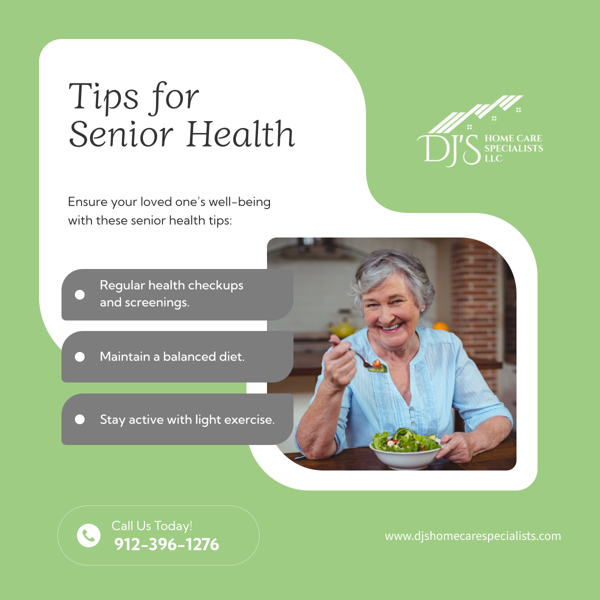 djshomecllc's tweet image. Maintaining senior health requires simple yet consistent efforts. These tips can help your loved one stay strong and healthy. Prioritize their health today! 

#SpringfieldGA #HomeCare #SeniorHealth