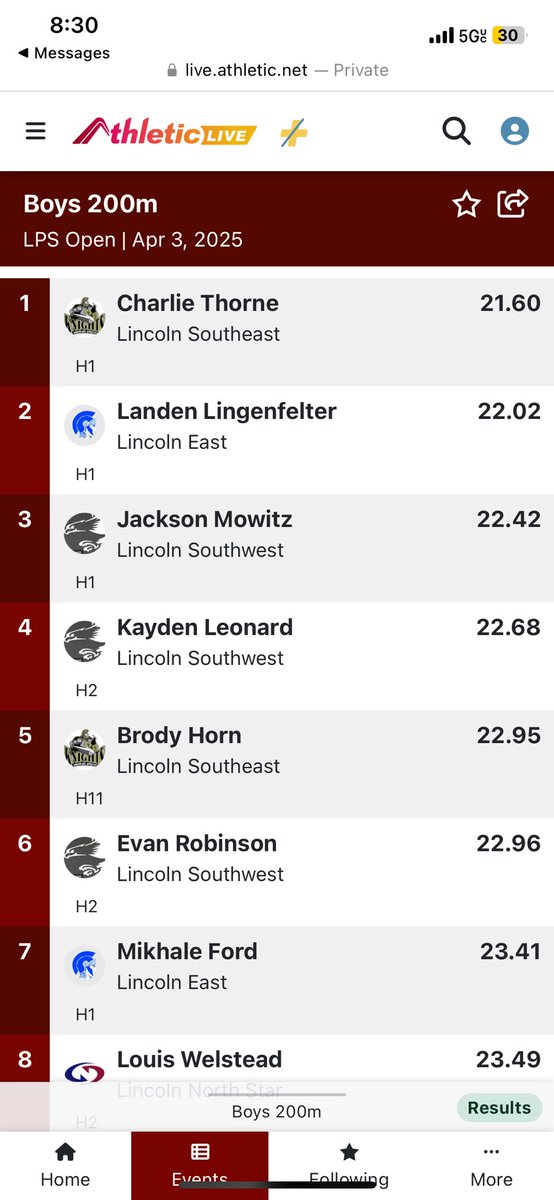 Landen_Ling_8's tweet image. Times and places for my first meet at the LPS open! Excited for what’s to come!