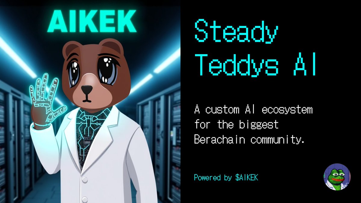 {Steady Teddys joins AIKEK network}

congrats to Steady Teddys and their community for a successful launch and sold out mint.

introducing Steady Teddys AI, a new AI ecosystem in partnership with @steadyteddys, the biggest community on @berachain.

the first phase of our Steady Teddys AI roadmap is a custom AI model and meme generator, now available in their Meme Factory.

try it below ▼