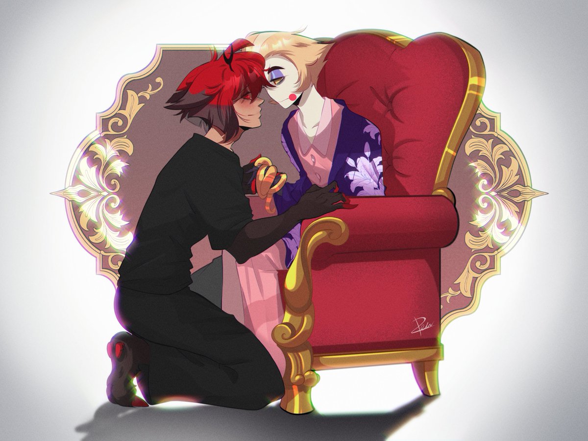 yersifanel's tweet image. I had the pleasure to commission the wonderful @Reeunknown  to make this gorgeous piece for my fic &apos;Nothing is But What is Not&apos;: archiveofourown.org/works/54018508 

I absolutely love it. I can&apos;t stop looking at it with heart eyes (like Alastor&apos;s, ha!) because it&apos;s perfect. 

#radioapple