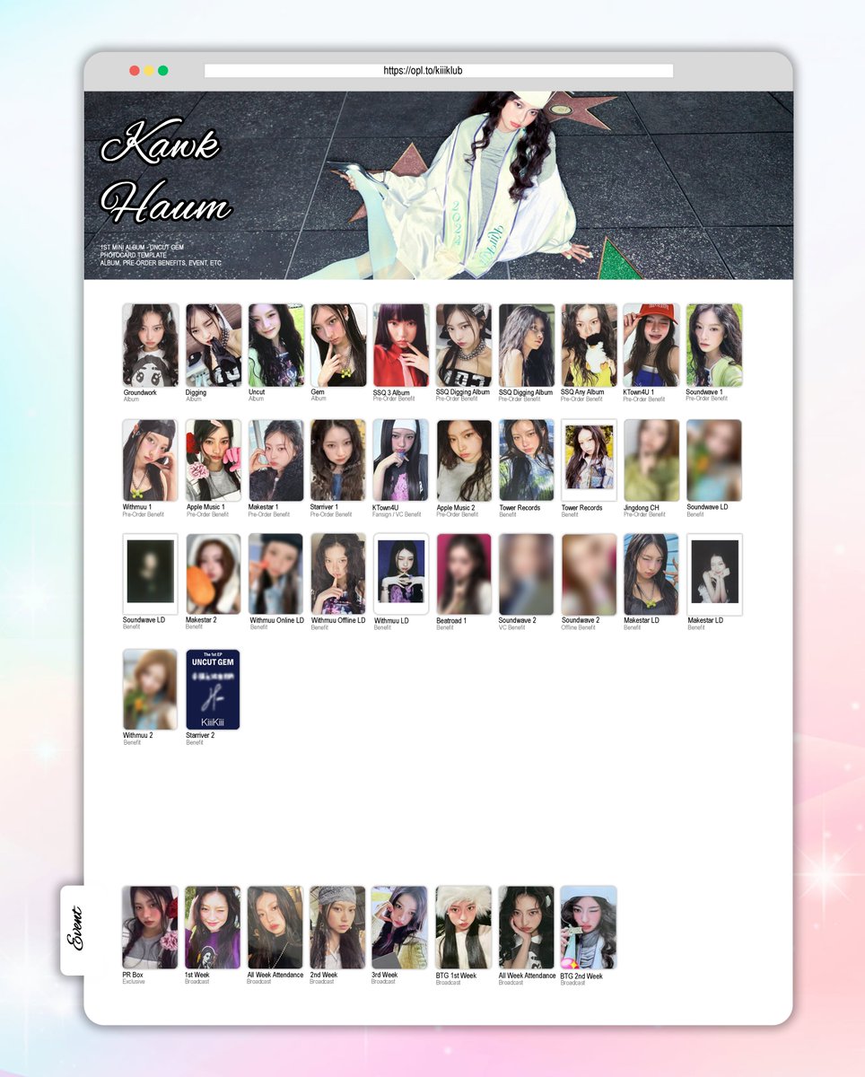 🐞] KiiiKiii Uncut Gem Debut Individual Member Photocard Template