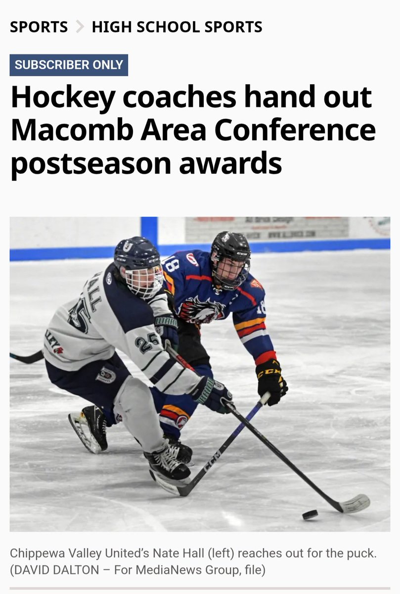 I finishing my final high school hockey season as league MVP, earning an all state honorable mention for Chippewa Valley!