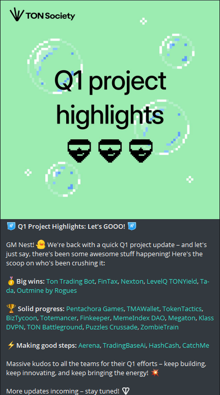 We are honored to be selected as 2nd best for all TON Nest gaming projects!

Aiming for a big win in Q2!

$TON s and $TON s of opportunity and updates coming through <a href="/ton_blockchain/">TON 💎</a>