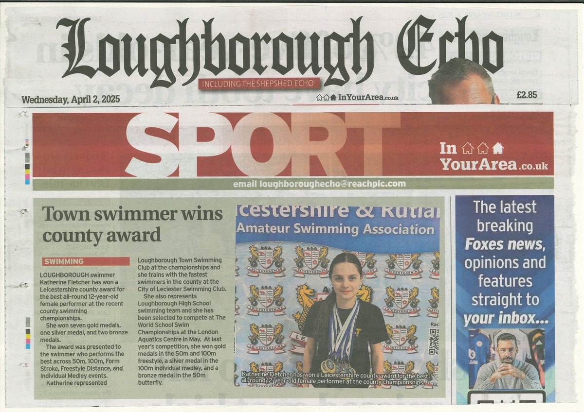 Congratulations to Katherine Fletcher, great write up in the <a href="/loughecho/">Loughborough Echo</a> 
#LTSC
