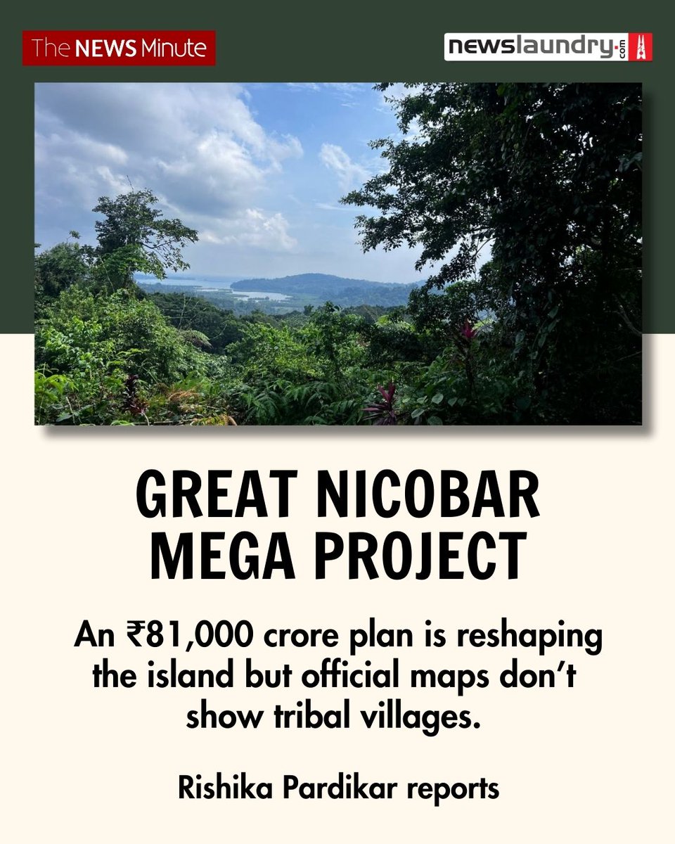 TheNewsMinute (@thenewsminute) on Twitter photo 🧵Great Nicobar's ₹81,000 cr mega project is proceeding relentlessly without mapping tribal lands, endangering Shompen & Nicobarese communities.
<a href="/rishpardikar/">Rishika Pardikar</a> tells you what’s happening on the ground. thenewsminute.com/news/great-nic… 🧵Great Nicobar's ₹81,000 cr mega project is proceeding relentlessly without mapping tribal lands, endangering Shompen & Nicobarese communities.
<a href="/rishpardikar/">Rishika Pardikar</a> tells you what’s happening on the ground. thenewsminute.com/news/great-nic…