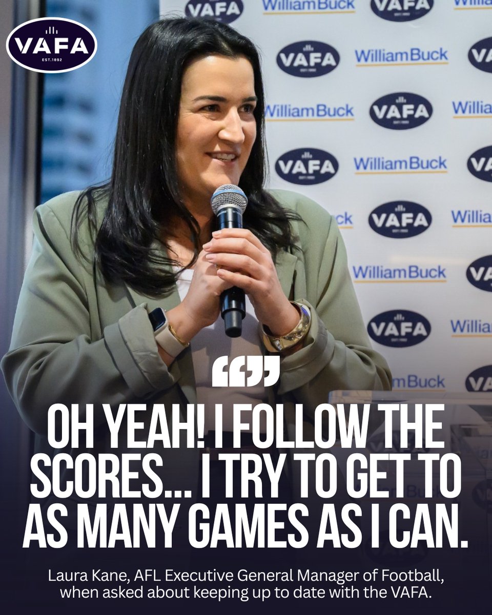 We were lucky enough to be joined at the VAFA William Buck Season Launch by AFL Executive General Manager of Football, Laura Kane, who spoke about her passion for the VAFA and staying connected to the competition.