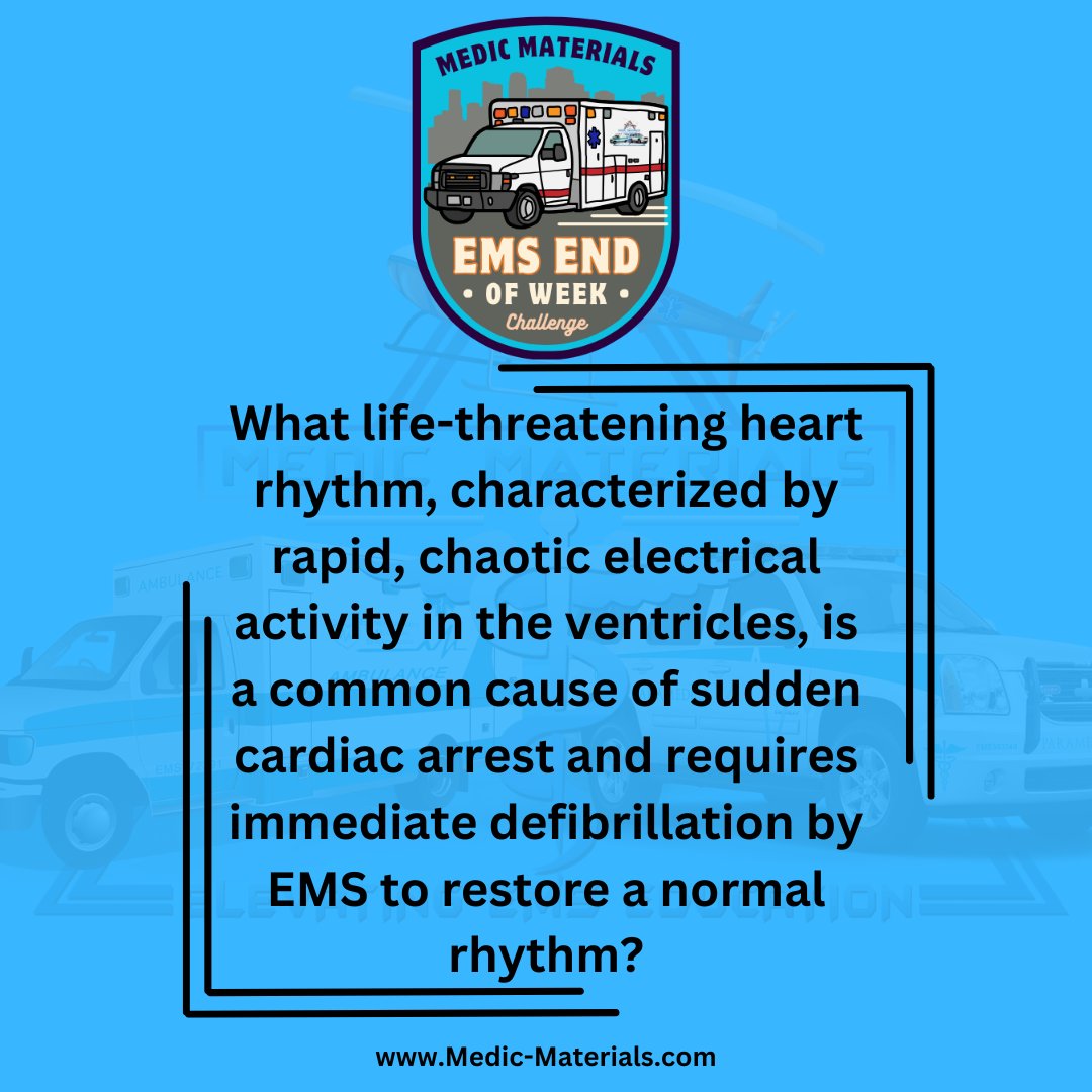 MedicMaterials's tweet photo. Medic Materials' EMS End-Of-Week Challenge! Drop your answer below!

#EMSTrivia #EMSLife #Paramedic #CPR #emt #nremt #emtschool #medicschool https://t.co/KJYqRERa7Y