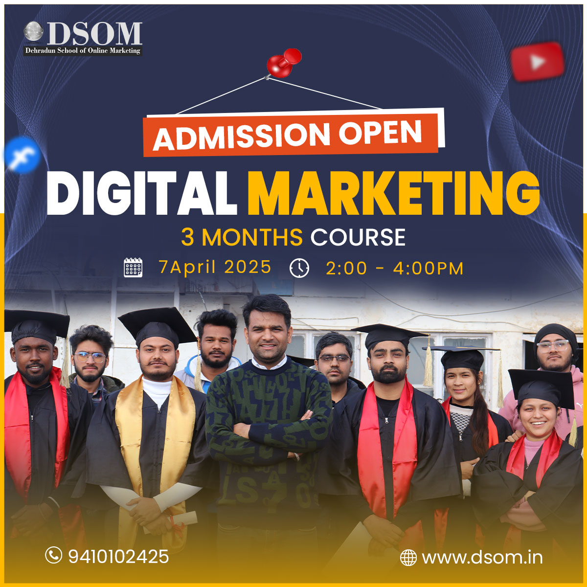 dsomdehradun's tweet image. 📢 New Digital Marketing Batch Starts 7th April 2025!
📞 Call 8077225724 | 9410102425 to Enroll Now!
#WhyDSOM #DigitalMarketing #LearnWithExperts #NewBatch #EnrollNow
