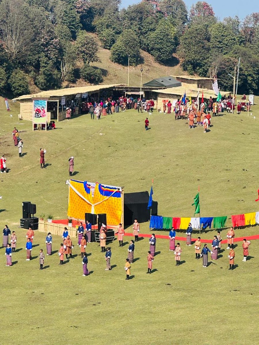 Indiainbhutan's tweet photo. Ambassador @SudhakarDalela participated at the inaugural Rhododendron Festival at Sheytemi, Trashigang. A vibrant celebration of unique cultural heritage of the Merak and Sakteng region and its Brokpa community, rich biodiversity, with focus on sustainable tourism and community empowerment. 

@MEAIndia @IndianDiplomacy