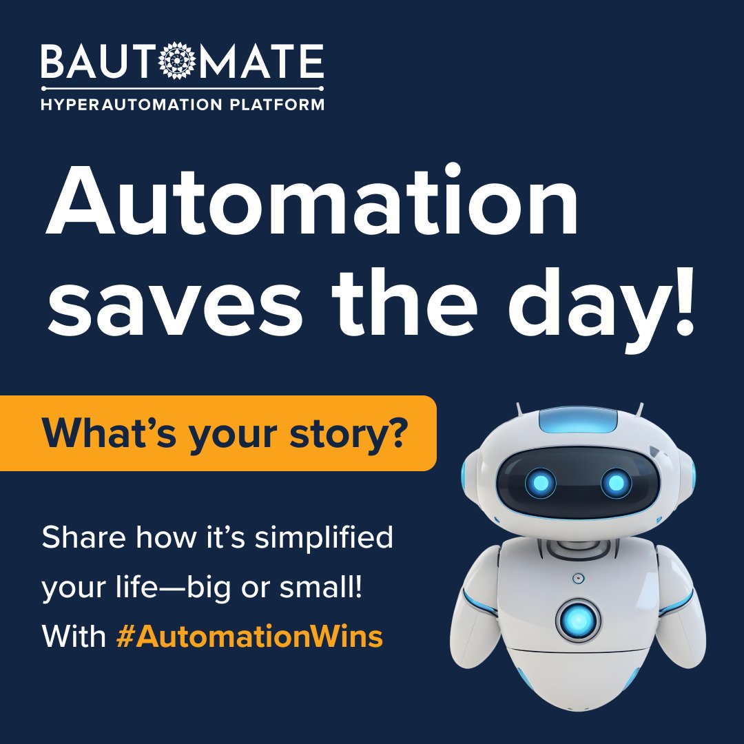 Bautomate_BPA's tweet image. Every automation is unique—easing your workload effortlessly.

From saving hours to simplifying tasks, what’s your #AutomationWins moment? Excited to hear them!

#Bautomate #DigitalTranformation #Automation #GenAI #IDP #OCR #BPM #RPA #BPA #coPilot #NLP #privateLLM…