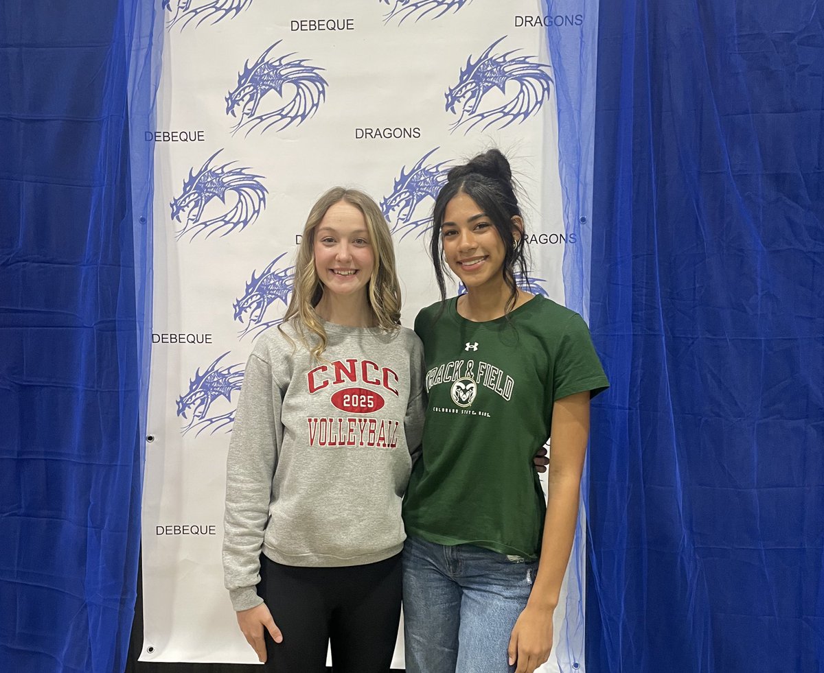 dbhs_dragons's tweet photo. 🐲Great Day to be a Dragon! 
🏐Allyson Sandidge will be playing college volleyball at CNCC next fall
👣Ava Vines will be high jumping for CSU next season
🥰Super excited and proud of these young ladies! Can’t wait to see what you two will accomplish! https://t.co/Cipizk58QL