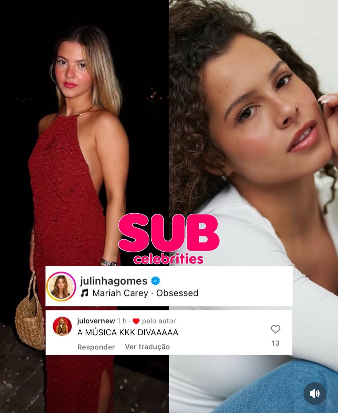 Júlia postou uma foto com a música Obsessed, de Mariah Carey - Foto: Reprodução 