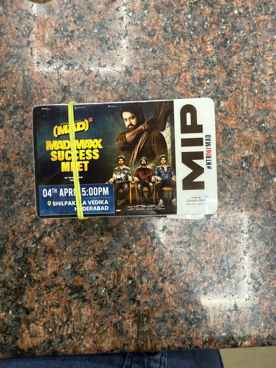 AllHailNTR's tweet photo. MIP passes for today event 🔥 
@tarak9999 🙏😍

#MadSquare Success Meet https://t.co/rL8lwy2fPq