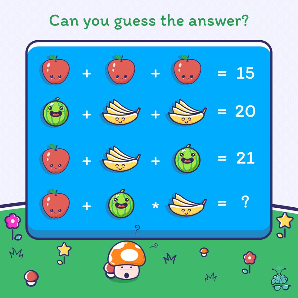 NumberNinjaX's tweet image. 🍎🍉🍌 Can you solve this fruity puzzle? Test your math skills and guess the answer! 🧠

#IQTest #BrainTeaser #RiddleMeThis #PuzzleChallenge #MindGame #ThinkOutsideTheBox #LogicalThinking #MathPuzzle #ChallengeYourBrain
