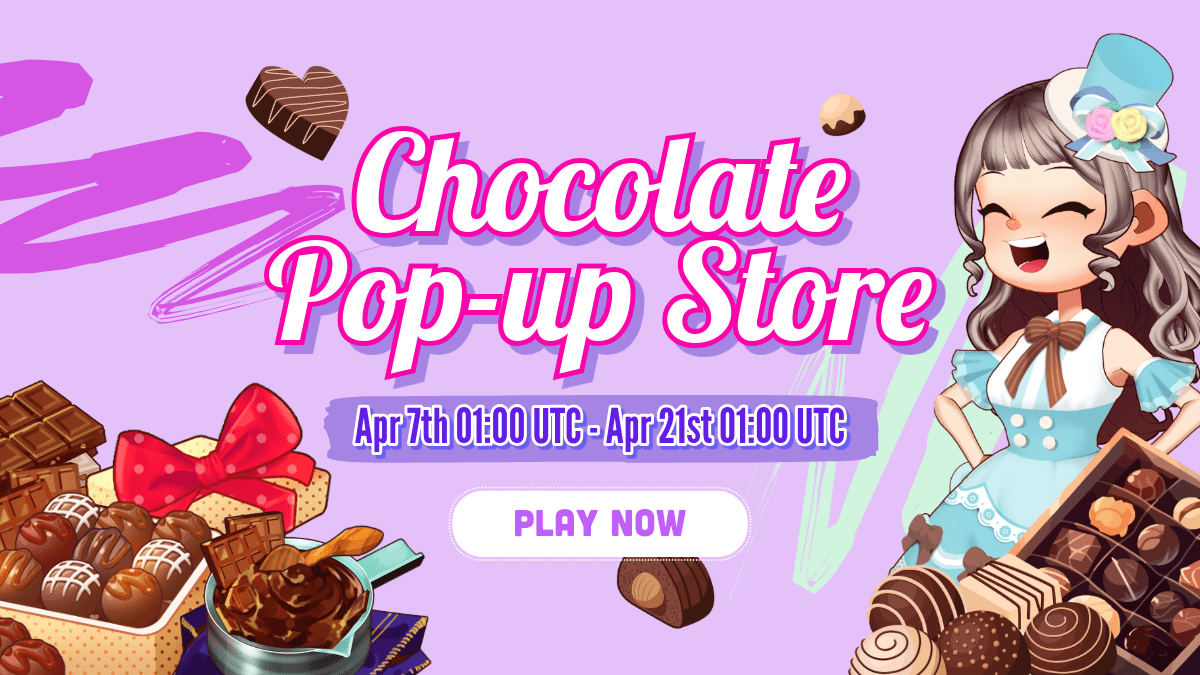 norma_metaland's tweet photo. 🍫 Chocolate Pop-up Store is BACK 🍫

A new round of Chocolate Pop-up Stores is starting soon! Be ready to make chocolates &amp; sell them to claim bountiful rewards 🎁

📅 Apr 7th 01:00 UTC ~ Apr 21st 01:00 UTC
🎮 Be Ready: https://t.co/v581JGlUS3 https://t.co/FnGDr3qWcd