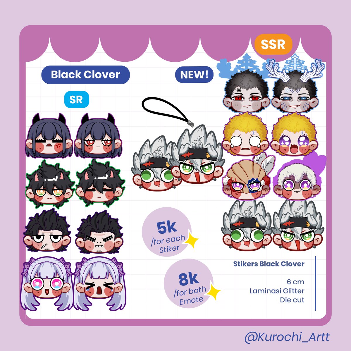 Kurochi_Artt's tweet photo. Black Clover
- Phone Strap Gacha & guarantee
- Stikers Both emoji for 8k
#NeroBlackClover #yamisukehiro #yunoasta #Asta #juliusnovachrono #luciuszogratis #williamvangeance
#NoelleSilva #blackclover
#ブラッククローバー #ルシウス・ゾグラティス #ジュリアス・ノヴァクロノ https://t.co/t586ZZYLeo