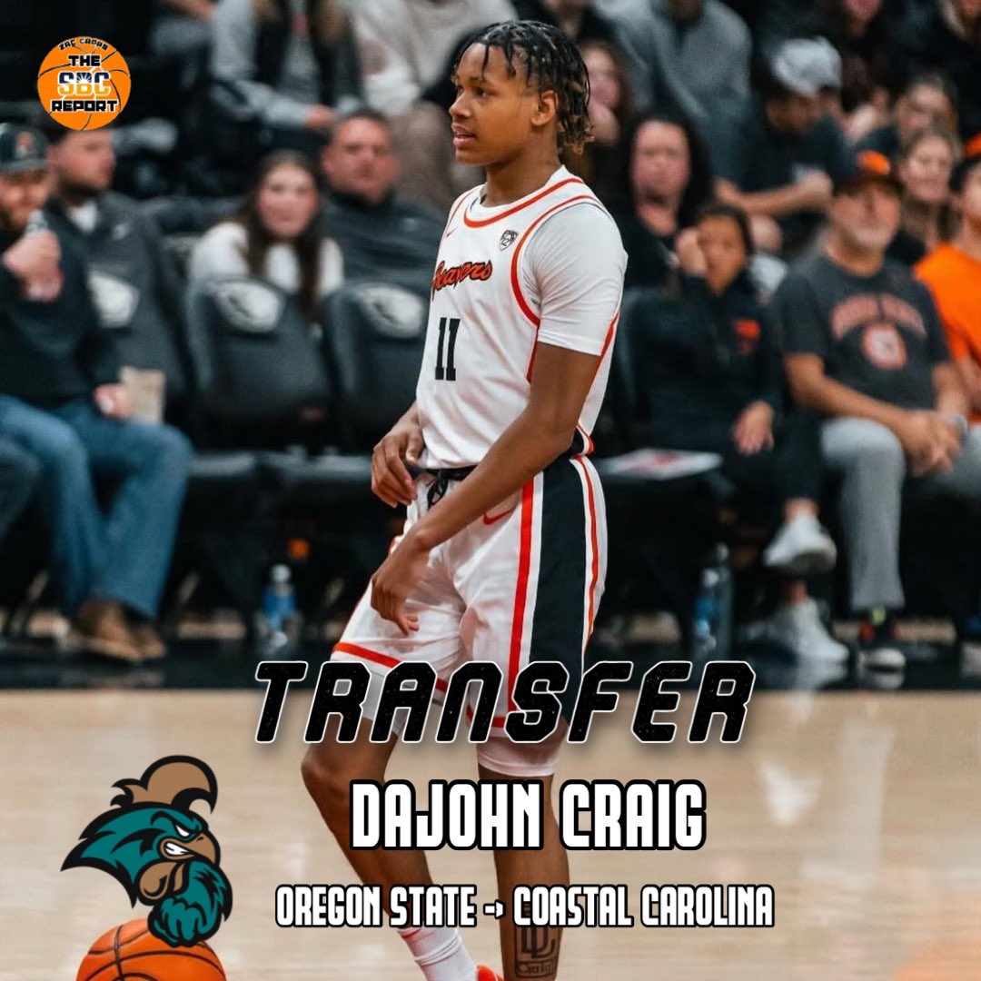 BREAKING: Coastal Carolina has landed a commitment from Oregon State guard DaJohn Craig

The 6’1” sophomore averaged 1.9 points in only 6.2 minutes this season. Appeared in only 10 games

The second transfer from Indiana, after having two players from Indiana last season