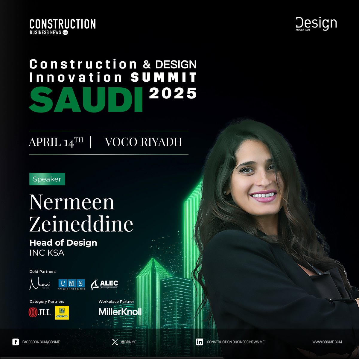DesignMidEast's tweet image. #SaudiSummit2025 
As we gear up for the premier networking event, the Construction and Design Innovation Saudi Summit on 14 April, we are thrilled to announce Nermeen Zeineddine, Head of Design,INC Group as one of our esteemed speakers.
cbnme.com/construction-d…
#SaudiDesign #GCC