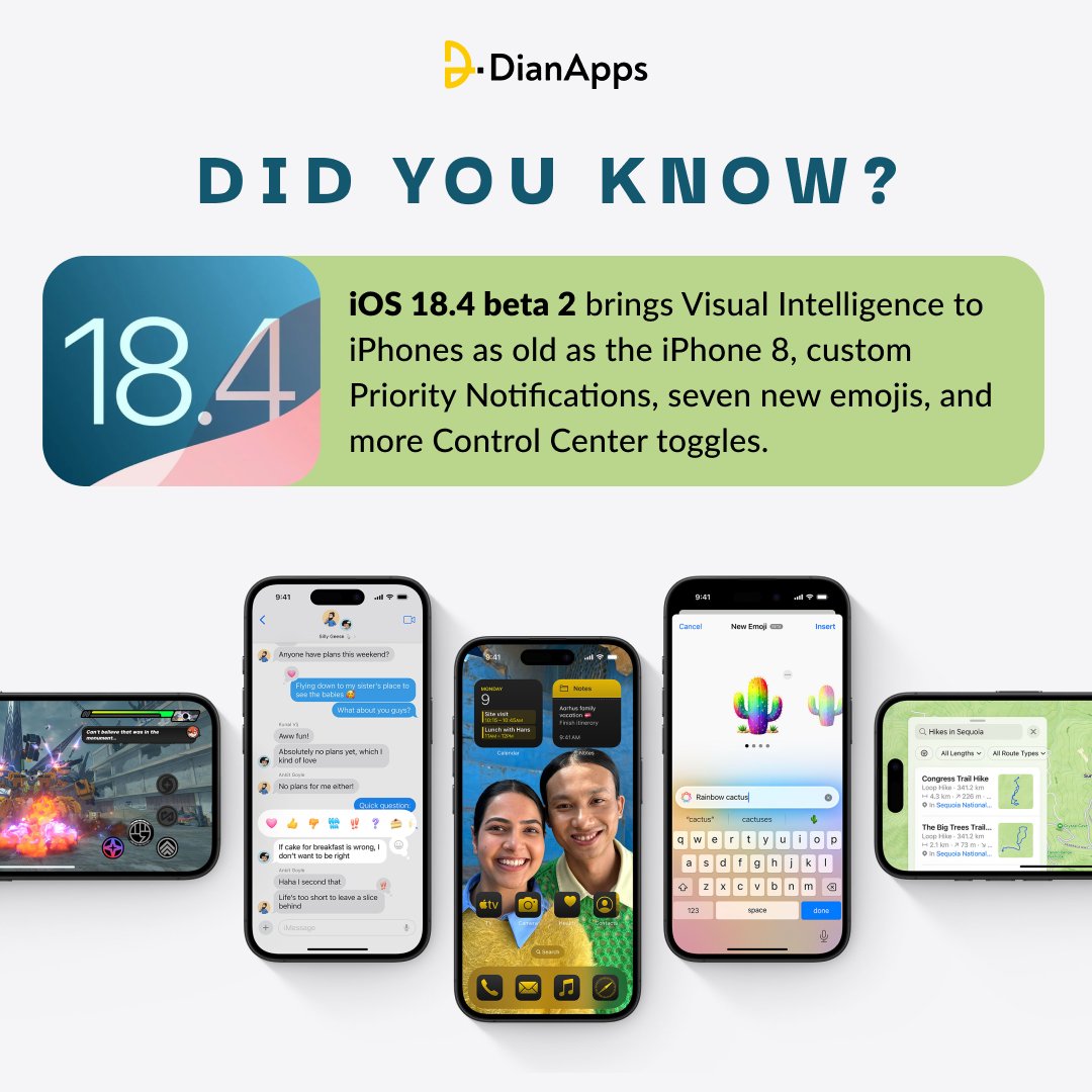 DianApps_Tech's tweet image. iOS Just Got Smarter!

Apple is rolling out exciting upgrades, making your iPhone experience even better! .Even older iPhones are getting a boost!

Are you ready to experience the next level of iOS? Let us know your favorite feature!

#iOS184 #iosnews #iosupdate #dianapps
