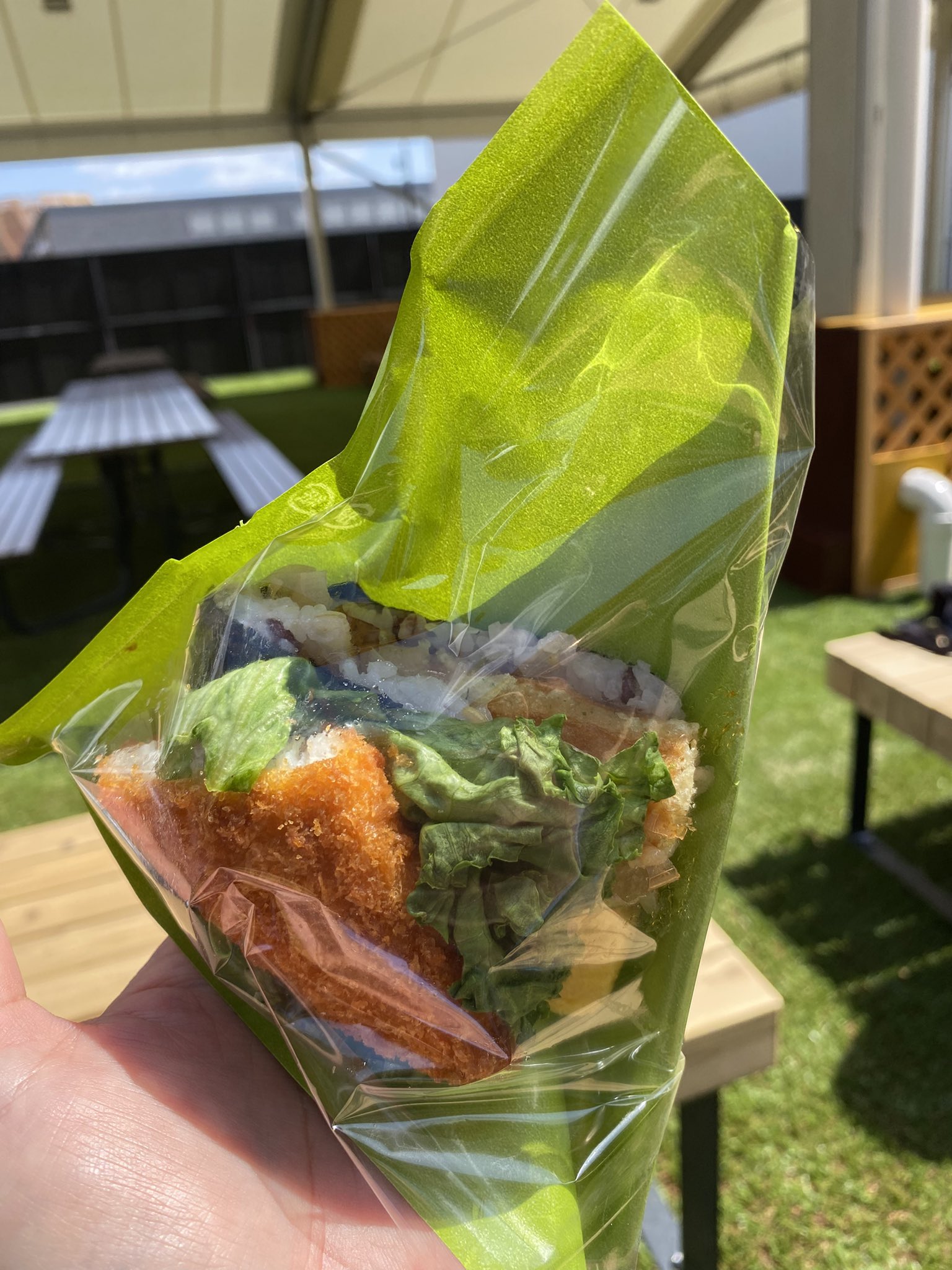 【画像】万博のり弁(500円)、手のひらサイズ