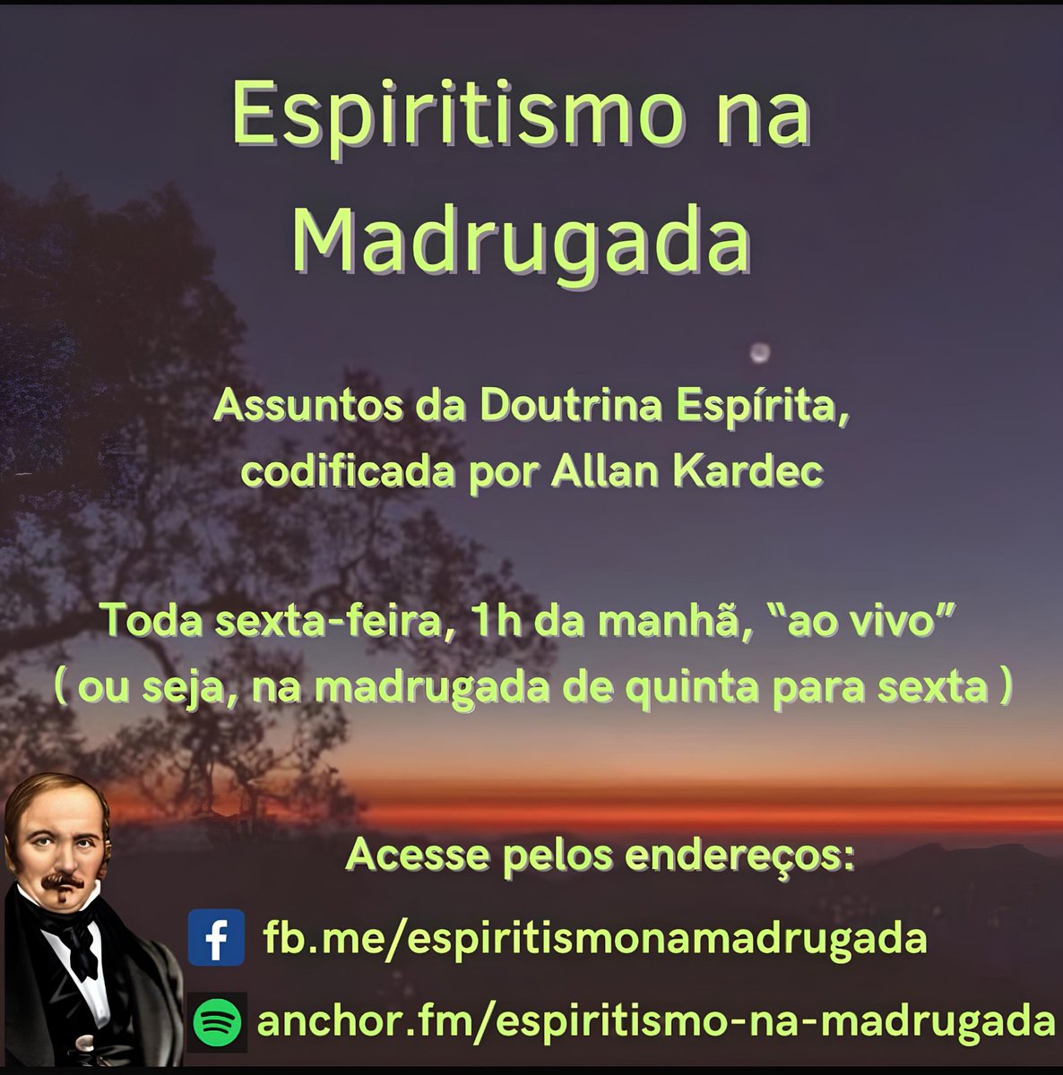 JrHerus's tweet photo. Espiritismo na Madrugada está "Ao vivo" neste momento. 
Convidamos a todos a assistir e participar de mais um programa, através do link abaixo:
https://t.co/WmTlW2P66J
Compartilhem o link, sempre tem alguém precisando do espiritismo. https://t.co/k7MvzIeOQh