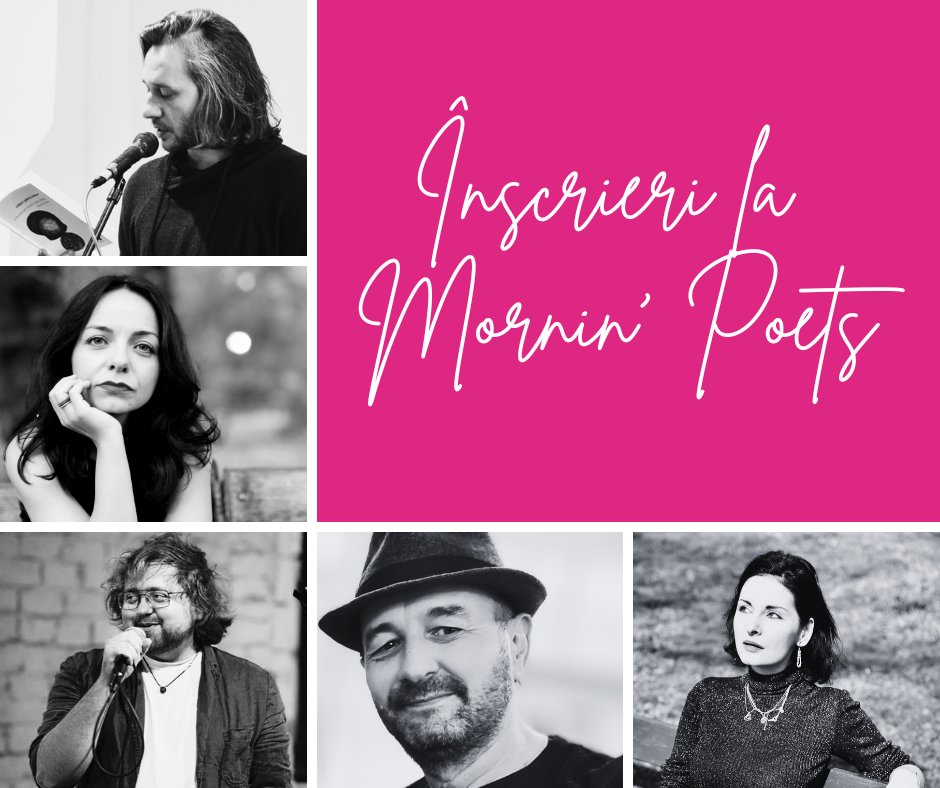 În fiecare sezon #morninpoets, 5 poeți dau teme participanților și apoi feedback pe poemele scrise de ei. De data asta avem înscrieri la întâlnirile cu Gelu Vlașin, Ioana Iuna Șerban, Alex Higyed, Robert Elekes și Cătălina Matei👉 revdepov.ro/ateliere/poezie