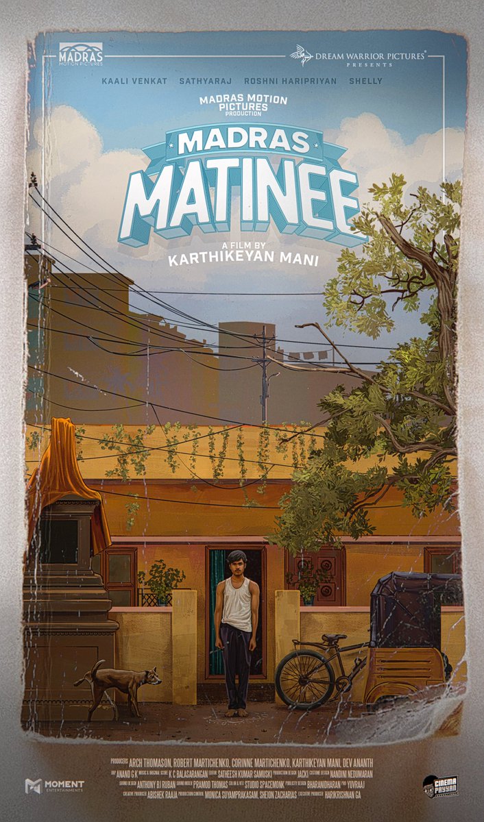 DreamWarriorPictures (@dreamwarriorpic) on Twitter photo TITLE REVEAL 💥
<a href="/DreamWarriorpic/">DreamWarriorPictures</a> presents,
#MadrasMatinee 📖🔁🚪
A <a href="/MadrasMotionPic/">Madras Motion Pictures</a> Production ‼️
Written & directed by - <a href="/keyanmk/">keyanmk</a>
<a href="/kaaliactor/">Kaali Venkat</a> <a href="/Roshni_offl/">Roshni Haripriyan</a> <a href="/Vishva_actor/">Vishva</a> <a href="/gk_anand/">Anand GK</a> <a href="/KCBalasarangan/">K C Balasarangan</a> <a href="/jacki_art/">Jackson</a> <a href="/nandini_maran/">Nandini Nedumaran</a> <a href="/samuski/">samantha lock</a> <a href="/MomentEntertain/">Moment Entertainments</a> <a href="/cinemapayyan/">Cinemapayyan</a> <a href="/proyuvraaj/">Yuvraaj</a> TITLE REVEAL 💥
<a href="/DreamWarriorpic/">DreamWarriorPictures</a> presents,
#MadrasMatinee 📖🔁🚪
A <a href="/MadrasMotionPic/">Madras Motion Pictures</a> Production ‼️
Written & directed by - <a href="/keyanmk/">keyanmk</a>
<a href="/kaaliactor/">Kaali Venkat</a> <a href="/Roshni_offl/">Roshni Haripriyan</a> <a href="/Vishva_actor/">Vishva</a> <a href="/gk_anand/">Anand GK</a> <a href="/KCBalasarangan/">K C Balasarangan</a> <a href="/jacki_art/">Jackson</a> <a href="/nandini_maran/">Nandini Nedumaran</a> <a href="/samuski/">samantha lock</a> <a href="/MomentEntertain/">Moment Entertainments</a> <a href="/cinemapayyan/">Cinemapayyan</a> <a href="/proyuvraaj/">Yuvraaj</a>