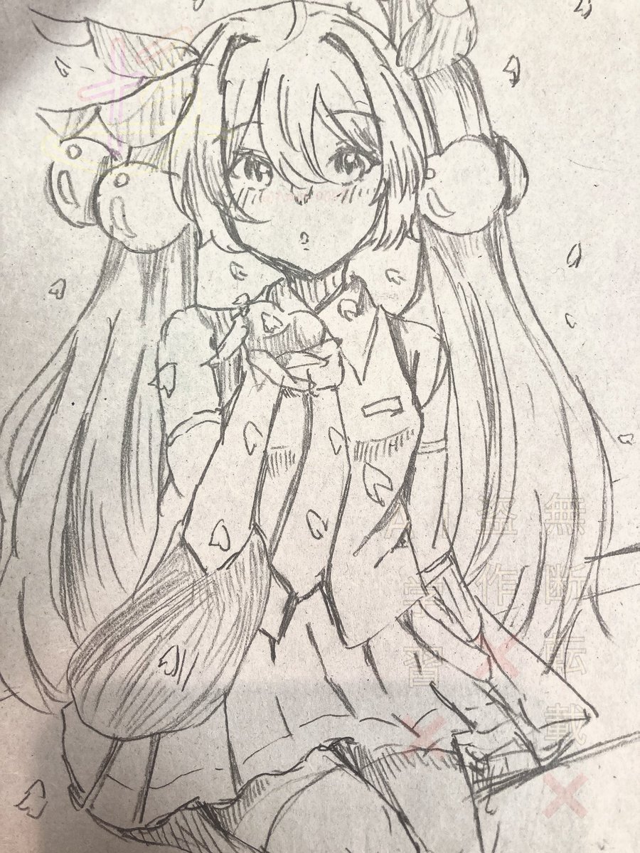 久しぶりにアナログ！
 #桜ミクイラスト  #アナログイラスト  #絵柄が好みって人にフォローされたい
