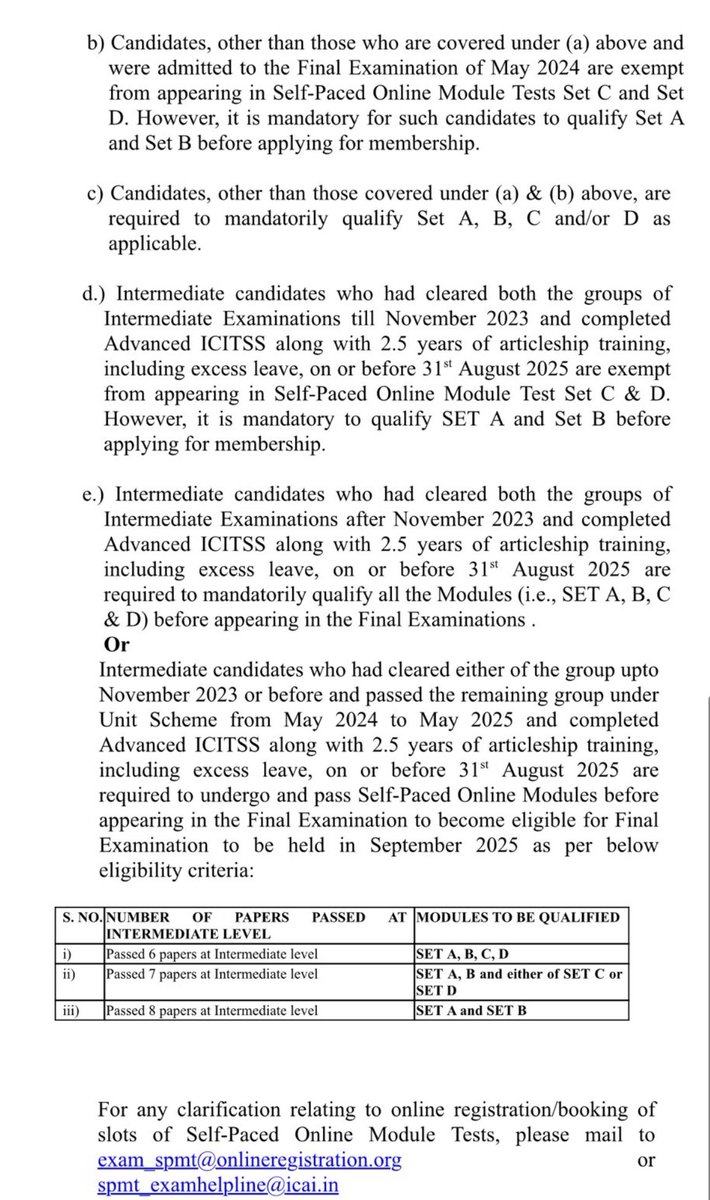 kdhiraj123's tweet image. ICAI has released the eligibility criteria for the January 2026 exams, confirming that the exams will not be preponed to Sept . For students enrolled in the 2-year artivleship program, eligibility requires completion of articleship on or before 30th June 2025.