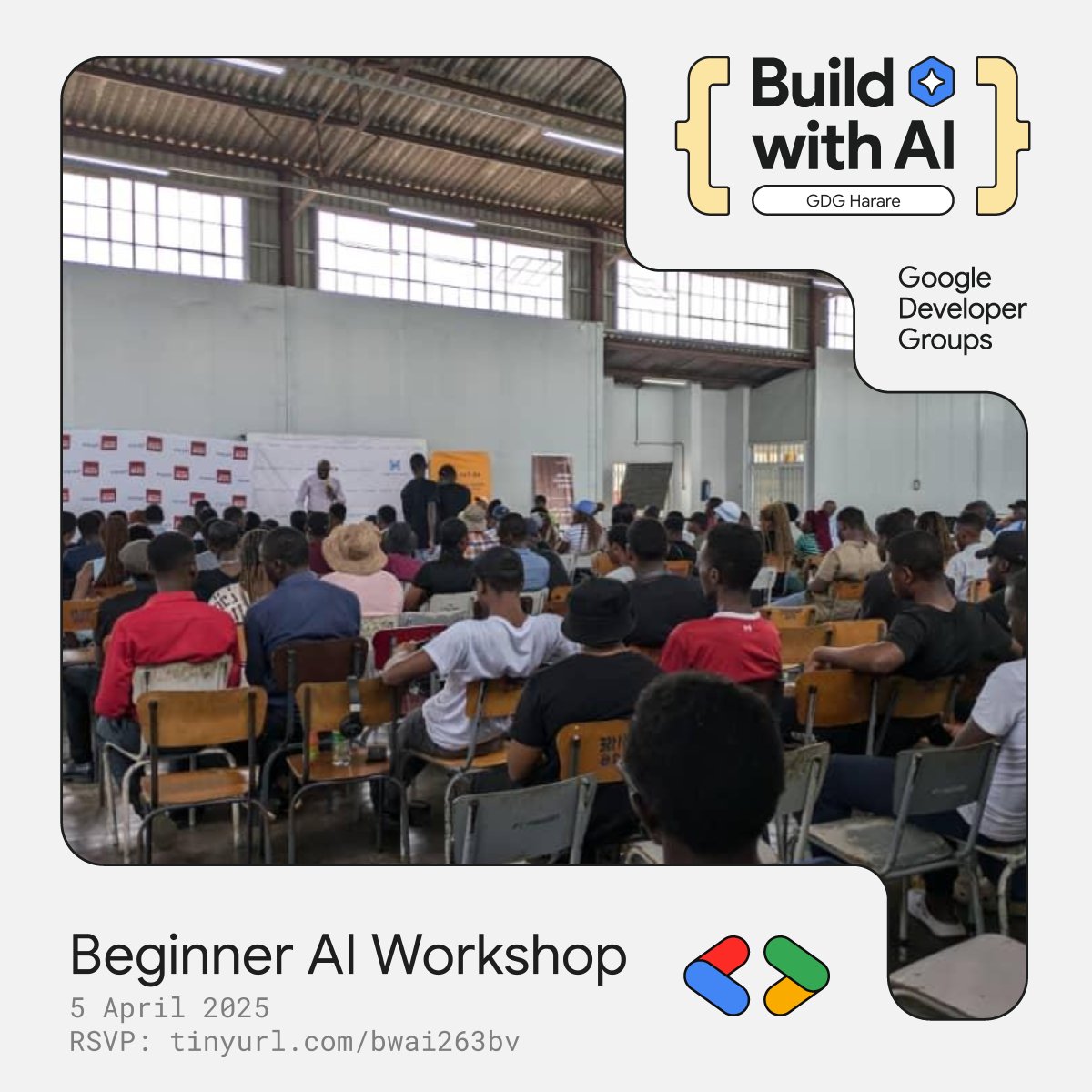 gdg_harare's tweet image. You are invited this Saturday to join us in a virtual Workshop designed specifically for beginners eager to dive into the world of AI!
We will guide you through practical exercises using Colab notebooks that you can run on your machine.
RSVP: tiny.url/bwai263bv