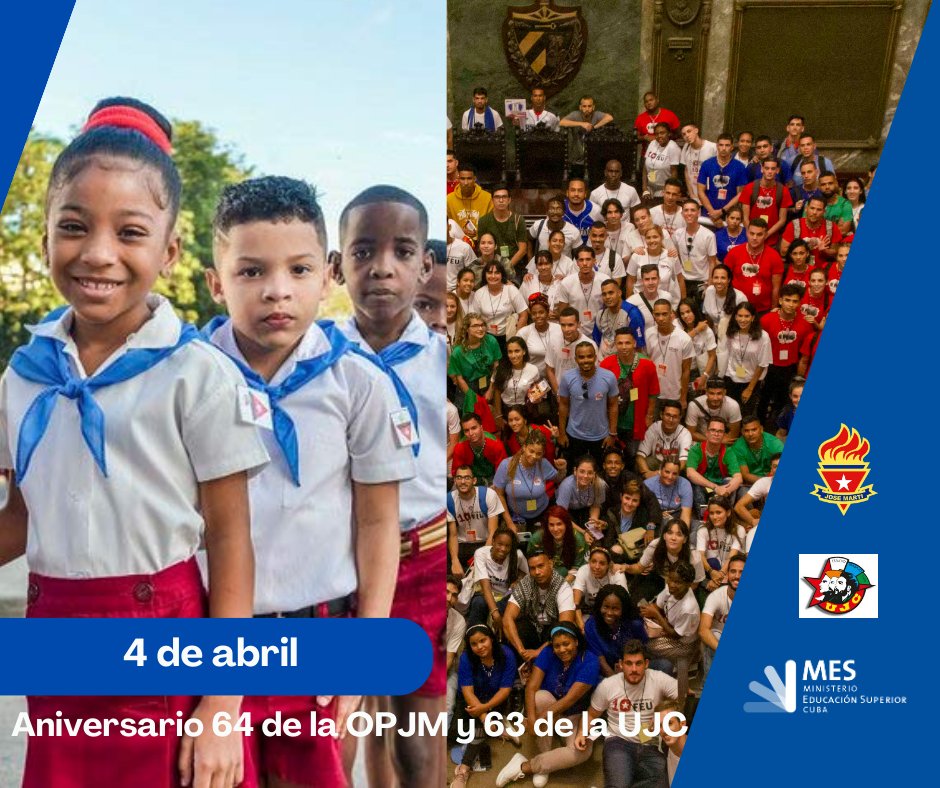 🎊🎉 #Hoy, en nuestra #Cuba, 🇨🇺 es un día especial de celebración, están de cumpleaños la <a href="/OPJMCuba/">OPJM Cuba</a> y la <a href="/UJCdeCuba/">UJC de Cuba</a> ‼️

‼️Muchas felicidades a nuestros pioneros y jóvenes en este día. ‼️
.
.
.
.
.
.
#Cuba #OPJMCuba #SiempreJoven #UJCdeCuba