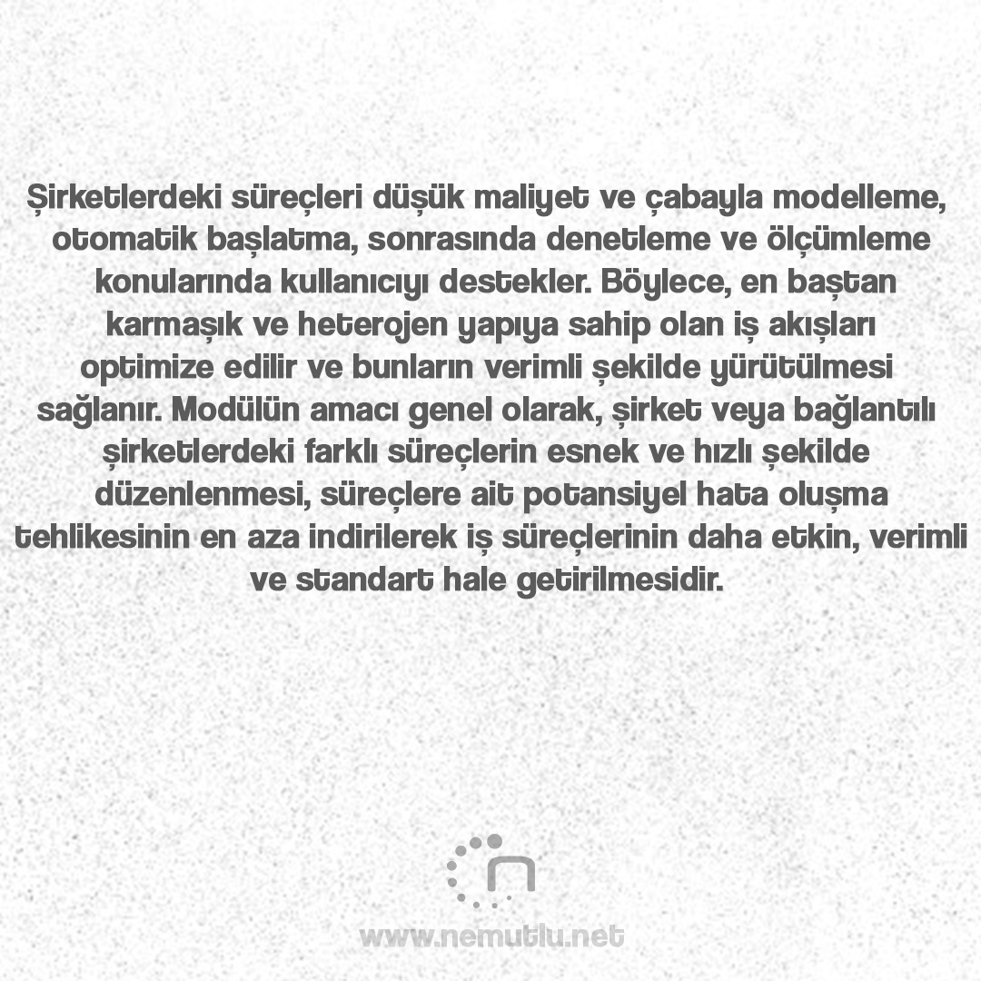 nemutluyazilim's tweet image. Şirketlerdeki süreçleri düşük maliyet ve çabayla modelleme, otomatik başlatma, sonrasında denetleme ve ölçümleme konularında kullanıcıyı destekler.
nemutlu.net
#işsüreçleri #yazılım