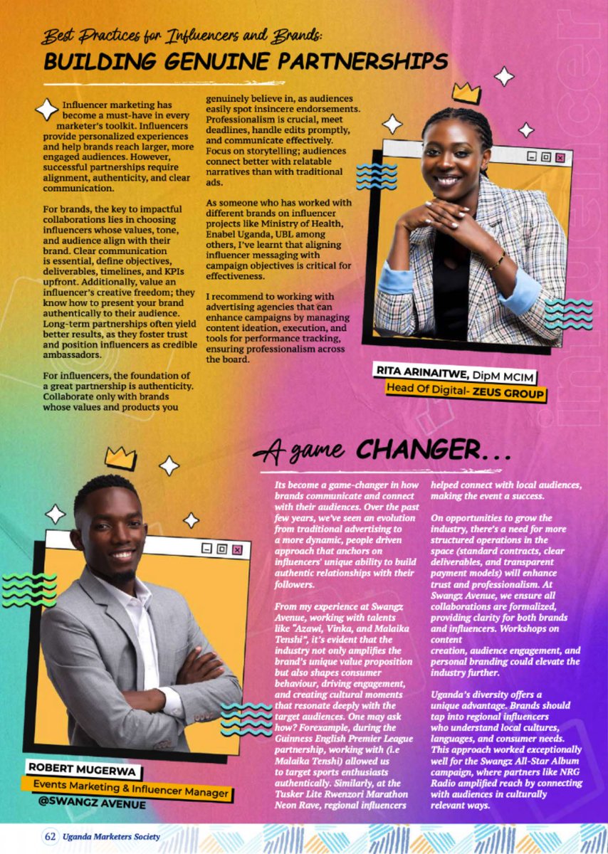 Mugerwa Robert (@the_wizy) on Twitter photo Last month, the <a href="/UMS_Marketer/">Uganda Marketers Society</a> launched its first ever Marketers eMagazine, and I’m proud to have contributed an article on Best Practices for Influencers and Brands: Building Genuine Partnerships. It explores how authentic collaborations drive impactful marketing trends in Uganda Last month, the <a href="/UMS_Marketer/">Uganda Marketers Society</a> launched its first ever Marketers eMagazine, and I’m proud to have contributed an article on Best Practices for Influencers and Brands: Building Genuine Partnerships. It explores how authentic collaborations drive impactful marketing trends in Uganda