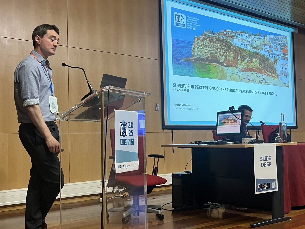 EBMA (@ebmaorg) on Twitter photo Patrick McGown (<a href="/imperialcollege/">Imperial College London</a>) presents his second work at #EBMA2025, this one on supervisors' perceptions of the clinical placement sign-off process. Patrick McGown (<a href="/imperialcollege/">Imperial College London</a>) presents his second work at #EBMA2025, this one on supervisors' perceptions of the clinical placement sign-off process.