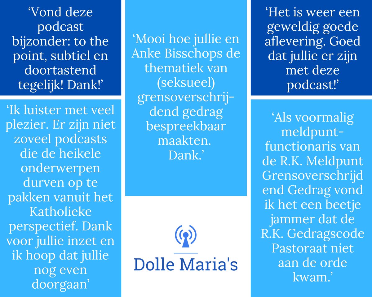 De grensoverschrijdendgedrag-knoop met Anke Bisschops heeft jullie geroerd, blijkt. Dank voor jullie verhalen! Hieronder een aantal reacties. Maandag hebben we weer een knoop, 1 die ons allemaal aangaat. Met een BN'er ;-)! 
#podcast #dollemarias #grensoverschrijdendgedrag