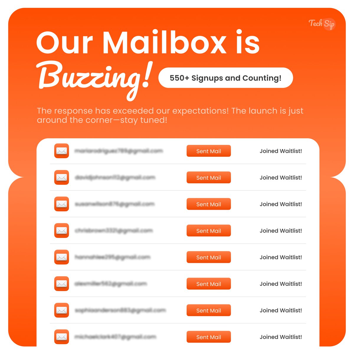 TechSipStudios's tweet image. Our mailbox is buzzing with excitement, and the waitlist is growing fast. 

The vibrant orange glow is just a glimpse of the energy we’re bringing. 

#TechSip #BuzzingInbox #BrightAndBold #OrangeVibes #ExcitingTimes