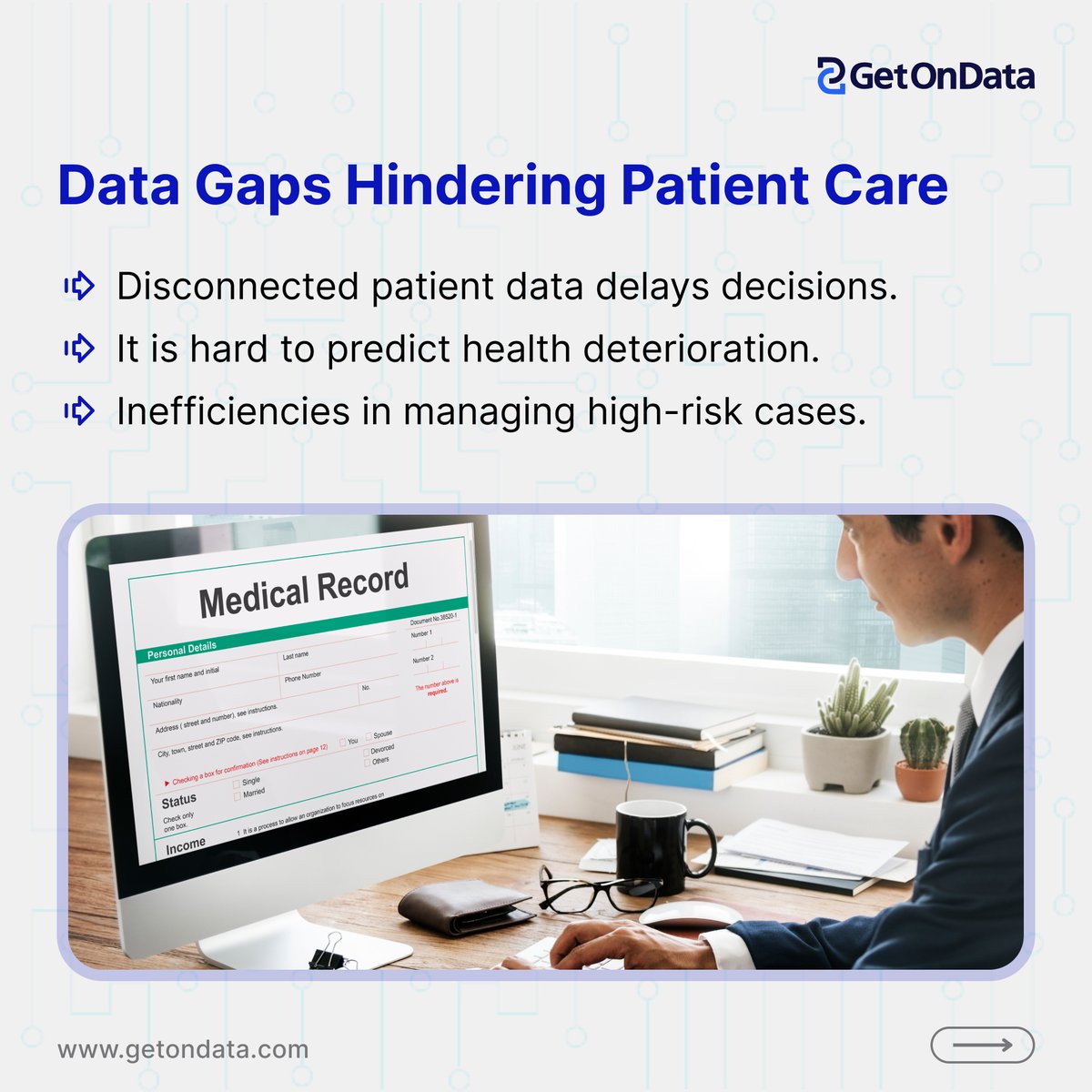 getondata's tweet photo. Disconnected patient data, delayed decisions, and missed opportunities are still a reality in many healthcare systems. But what if this could change?

Ready to transform healthcare? 🌍

 https://t.co/Ki51DUgYbi
#PatientCare #Healthcare #AI https://t.co/SojXW4wA2g