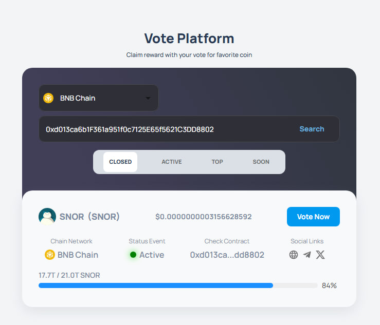 tyrasuref's tweet photo. 🎈Listing $SNOR now on UHEET
Go to https://t.co/Mgq5WT0AOF 
Go to Dashboard
Select Vote from the menu 
Select BNB Chain and paste SNOR contract address: 0xd013ca6b1F361a951f0c7125E65f5621C3DD8802
Click Vote Now and confirm the vote in your wallet💰
#UHEET #SNOR https://t.co/QuCfqDqcCh