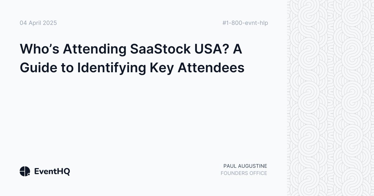 Who is attending <a href="/SaaStock/">SaaStock</a> USA this year?
Don’t guess. Use attendee signals, CRM data, and tools like <a href="/tryeventhq/">EventHQ</a> to connect with the right people before the event.
 Track smarter. Meet better.

 🔗 eventhq.com/blog/whos-atte…

#B2BMarketing #SaaStockUSA #EventProfs