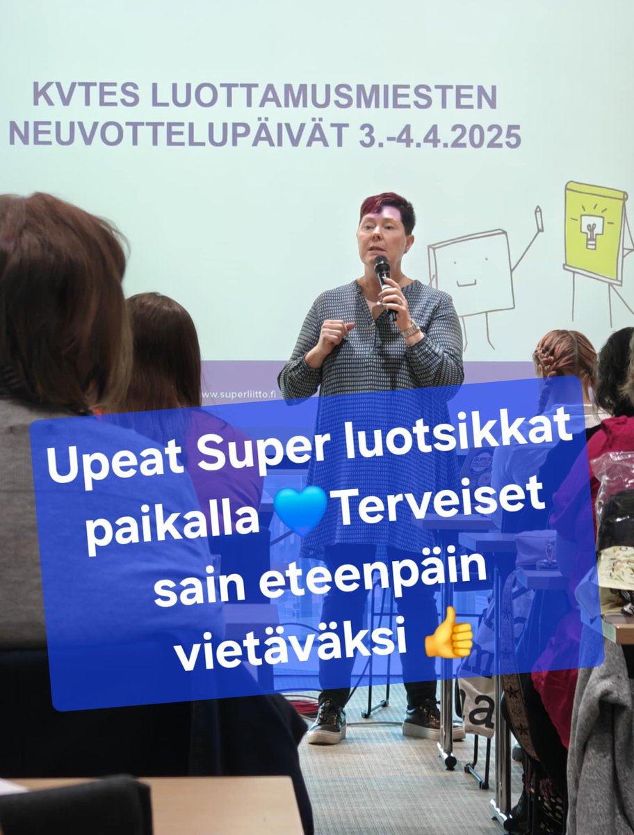 SuPerLiitto's tweet photo. Kuntasektorin superilaiset luottamusmiehet kokoontuvat kaksipäiväisille neuvottelupäiville 3.–4.4. Paikalla oli myös SuPerin puheenjohtaja Päivi Inberg.
#kvtes #luottamusmies #neuvottelupäivät #edunvalvonta #SuPerliitto https://t.co/lSHKbFIKbg