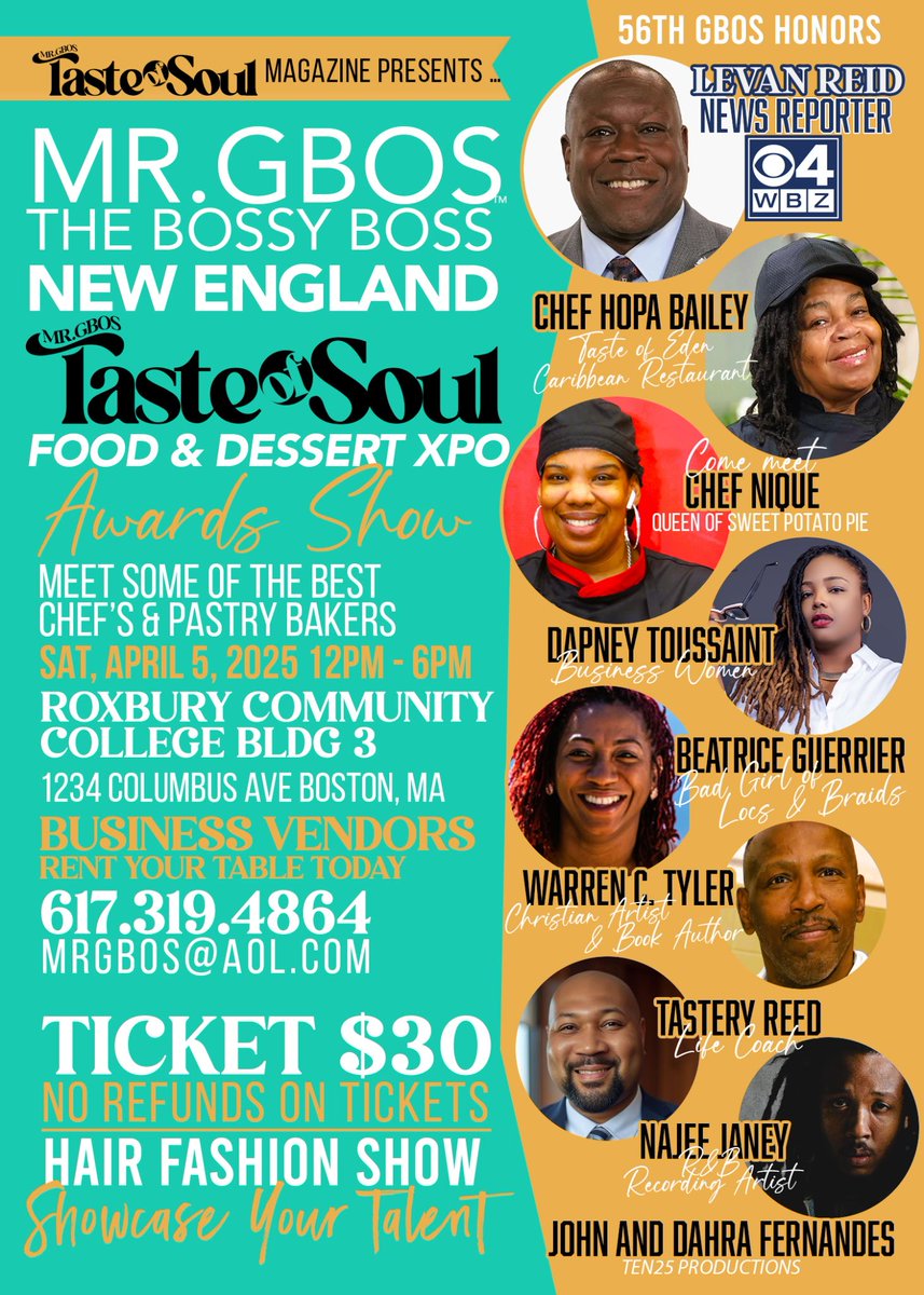 LevanReid's tweet photo. Here we go and I am humbled and honored to be receiving this award this weekend. It's going to be a great event. Can't wait. 
#WBZ #MRBOS #TasteofSoul https://t.co/a8jRLfOxEd