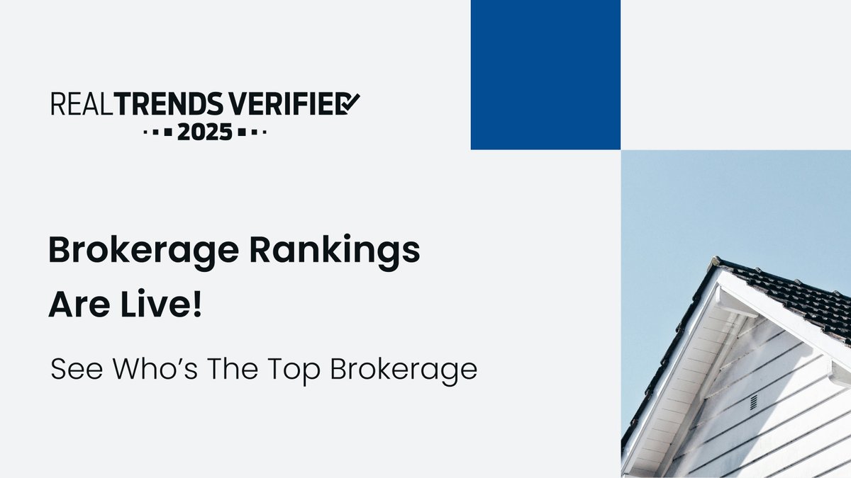 🏆 RealTrends Verified 2025: Best Brokerages
Big numbers. Bigger picture. 1,295 brokerages hit Verified- combining for $2.11T in volume &amp; 3.86M transactions. The rankings are live &amp; it's our biggest year yet.
🔗 hubs.la/Q03fT6Lm0
#RealTrendsVerified #BestBrokerages