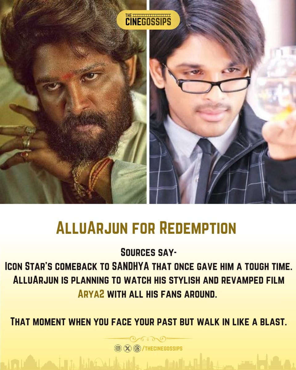 TheCineGossips's tweet image. #AlluArjun to flame a wild fire again? 

#Arya2 #Aarya2